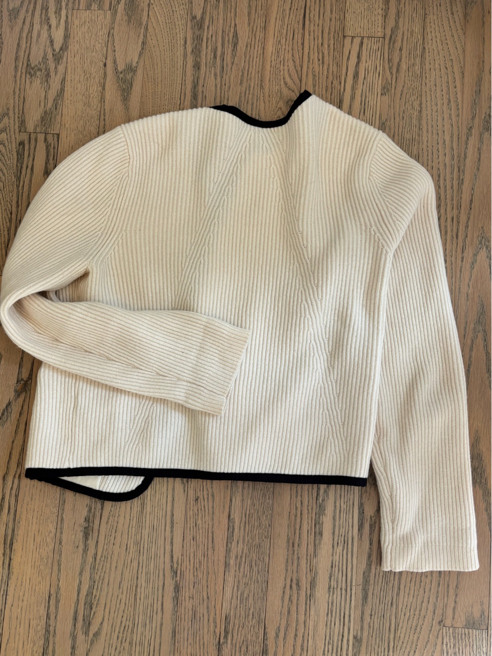 rag & bone Ivory Ribbed Cardigan with Black Trim - Picture 4 of 4